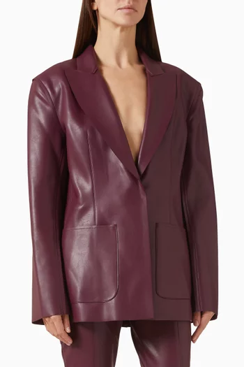 Easy-fit Single-breasted Jacket in Vegan Leather