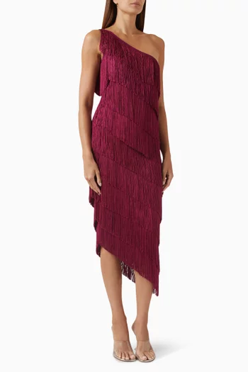 One-shoulder Fringe Dress
