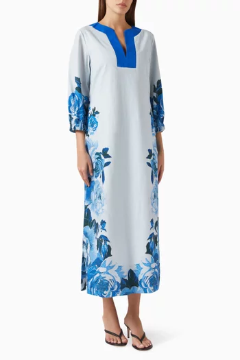 Doris Printed Dress in Linen Blend