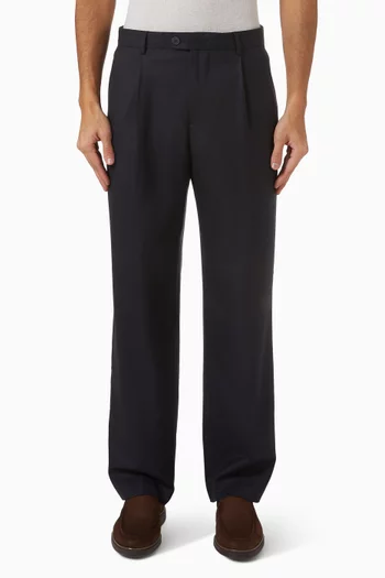 بنطال بقصة فضفاضة مزيج صوف