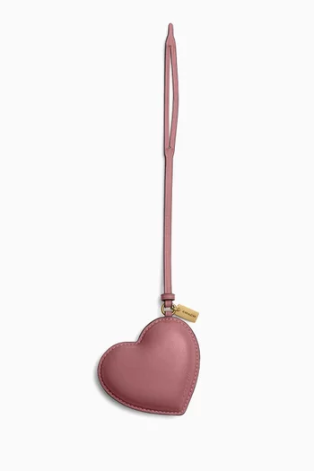 Puffy Heart Bag Charm in Leather