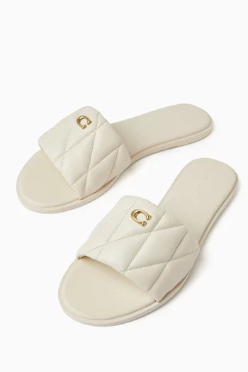 Holly Quilted Flat Sandals in Leather