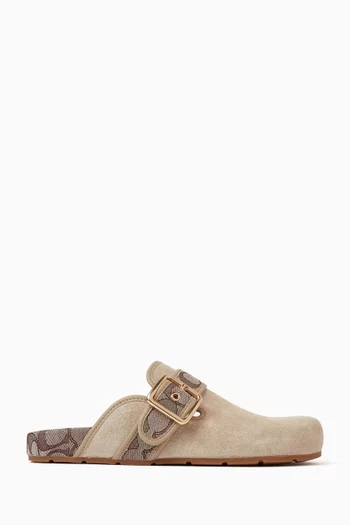 حذاء مفتوح من الخلف بإبزيم كلاسيكي شمواه وجاكار بشعار الماركة