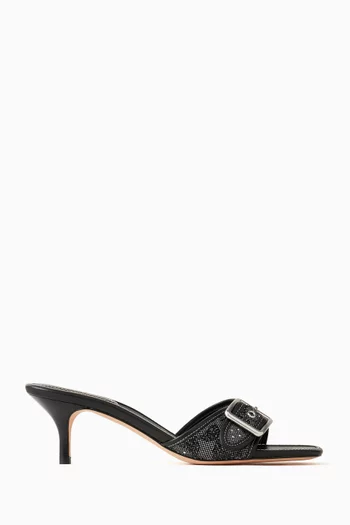 حذاء مفتوح مارغوت بكعب 55 مم جاكار بشعار الماركة مرصع بالكريستال