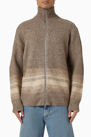 Zip-front Cardigan in Alpaca Wool-blend