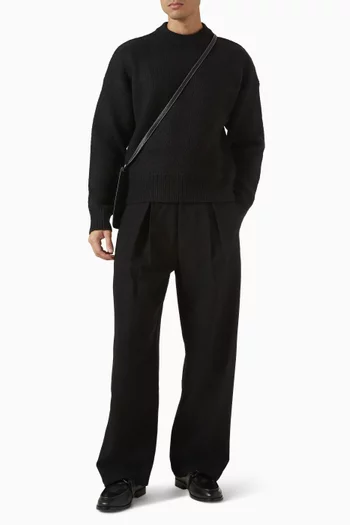 Lior Box Pleat Wide Leg Pants in Wool-blend