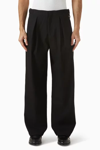 Lior Box Pleat Wide Leg Pants in Wool-blend