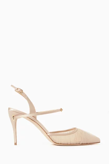 Vittorio 85 Slingback Pumps in Tulle & Satin