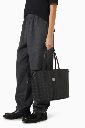 حقيبة يد ليز متوسطة بوجهين قنب بنقشة فيزيتوس وشعار الماركة