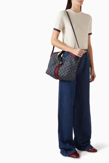 حقيبة يد جيجليو صغيرة دينم بشعار GG