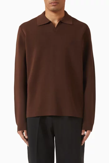 Carter Open Collar Polo Sweater in Cotton-blend