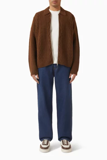 Friar Zip Cardigan in Mohair-blend