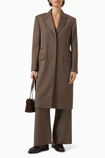 معطف مزيج صوف بصف أزرار