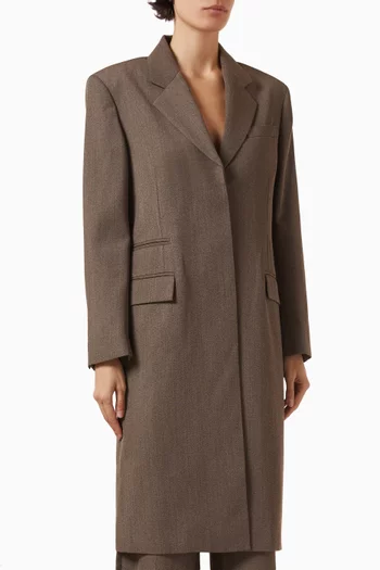 معطف مزيج صوف بصف أزرار