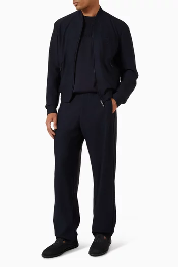 بنطال رياضي مطرز بشعار الماركة قماش شبكي