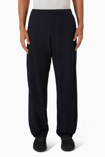 بنطال رياضي مطرز بشعار الماركة قماش شبكي