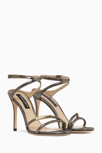 Micro Logo 95 Sandals in Metallic Calf Leather