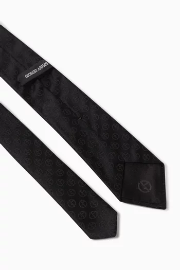 GA Logo Jacquard Tie in Silk