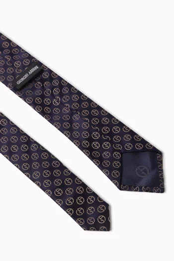 GA Logo Jacquard Tie in Silk