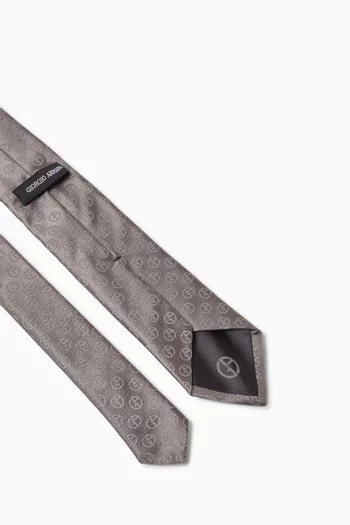 GA Logo Jacquard Tie in Silk