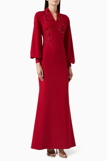 Bead-embellished Dress in Crepe