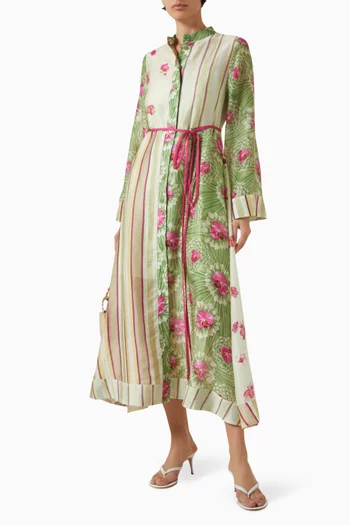 فستان نيوتيا بنمط قميص مزين بنقشة