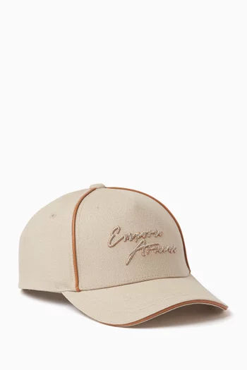 Contrast Piping Baseball Cap in Cotton
