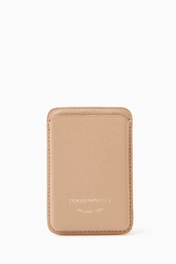 Phone & Card Holder in Grained Leather