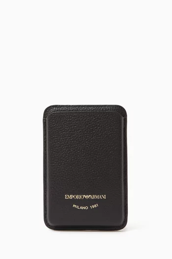 Phone & Card Holder in Grained Leather