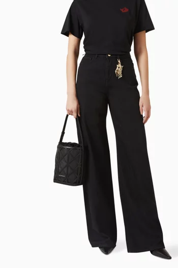 Bucket Bag in Leather & Mesh