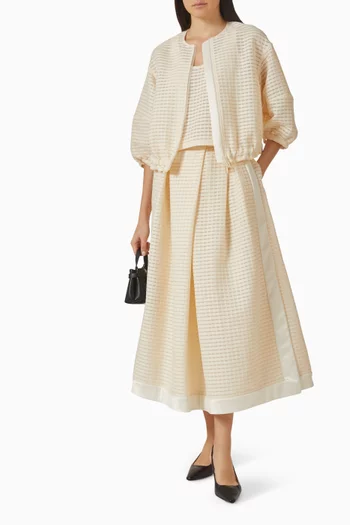 جاكيت بقصة واسعة ونقشة فيشي بارزة الملمس من الجاكار