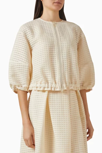 جاكيت بقصة واسعة ونقشة فيشي بارزة الملمس من الجاكار