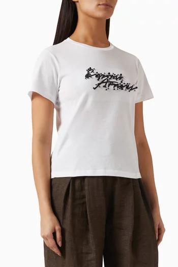 Logo Bead-embellished T-shirt in Jersey