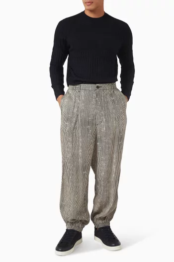 بنطال بنقشة هندسية مزيج فيسكوز