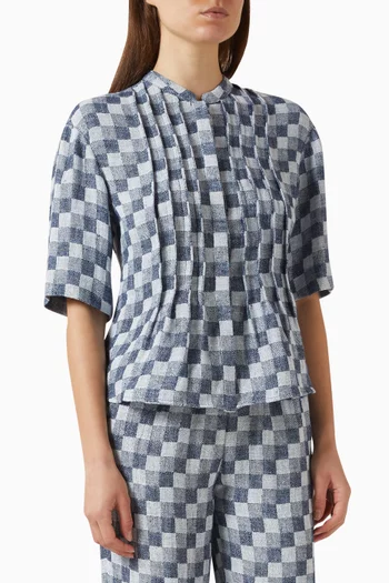 Check-print Shirt in Linen Gauze