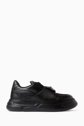 Chunky Velcro Detail Sneakers in Leather
