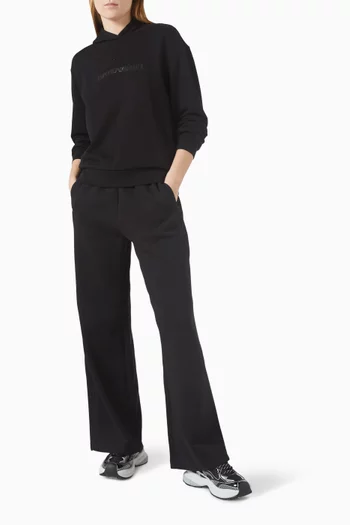 كنزة بغطاء رأس وشعار الماركة مطرز جيرسيه