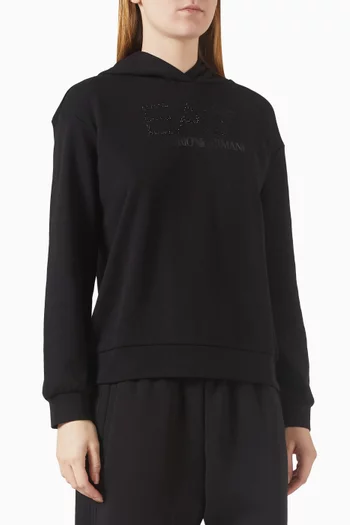 كنزة بغطاء رأس وشعار الماركة مطرز جيرسيه