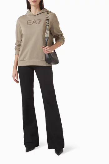 كنزة بغطاء رأس وشعار الماركة مطرز جيرسيه