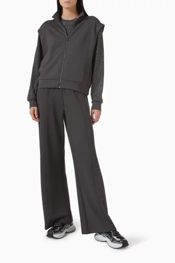 سويت شيرت بسحّاب ومطرز بأحجار الراين