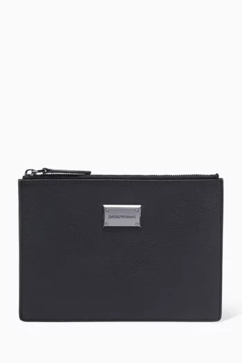 Logo Pouch in Tumbled Leather