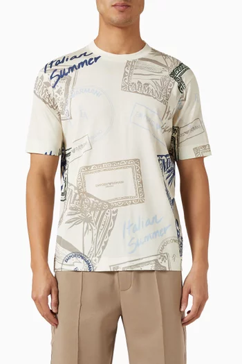 Travel Stamp-print T-shirt in Cotton-blend