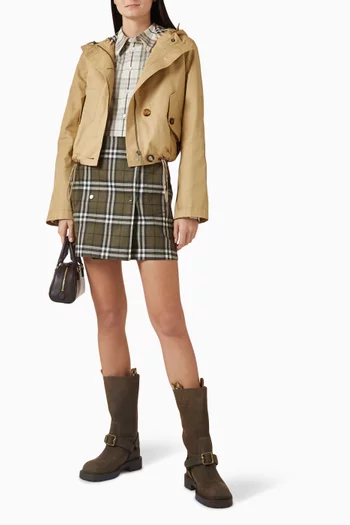 كنزة بغطاء رأس ورباط تضييق قطن غابردين