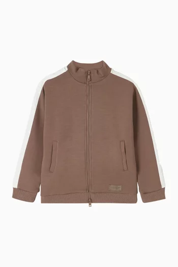 Embossed Contrast-panel Jacket in Organic Cotton-blend