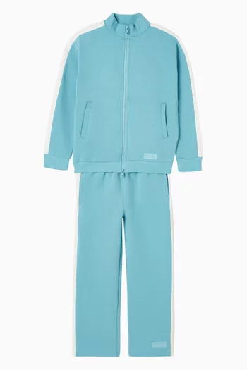 جاكيت بجزء بلون مغاير وشعار الماركة ملمس بارز مزيج قطن عضوي