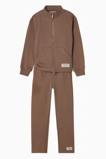 بنطال رياضي بقصة ساق مستقيمة واسعة مزيج قطن عضوي