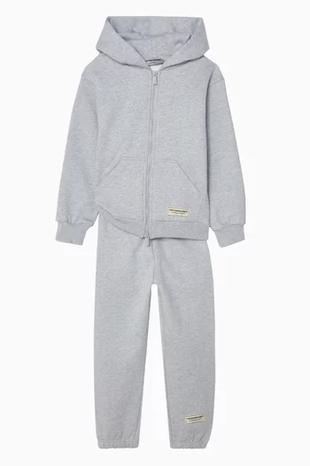 كنزة بغطاء رأس فضفاضة بسحّاب صوف قطني عضوي