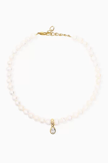 قلادة هيفن مزينة باللؤلؤ نحاس مطلي ذهب عيار 18