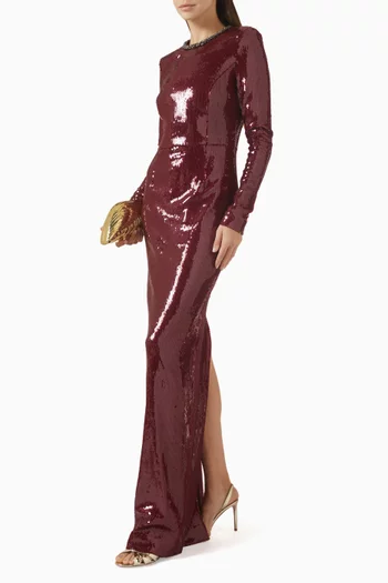 Nero Sequin-embellished Gown