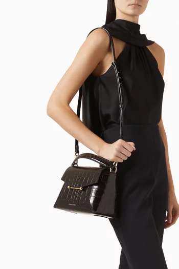 Mosaic Top-handle Bag in Croc-embossed Calf Leather